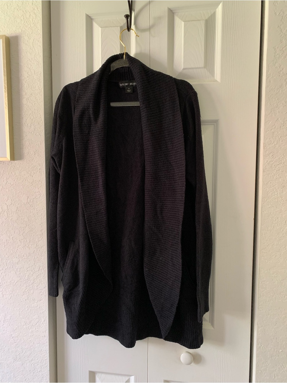 Barefoot Dreams Black Open-Front Women’s Cardigan Size Medium EUC